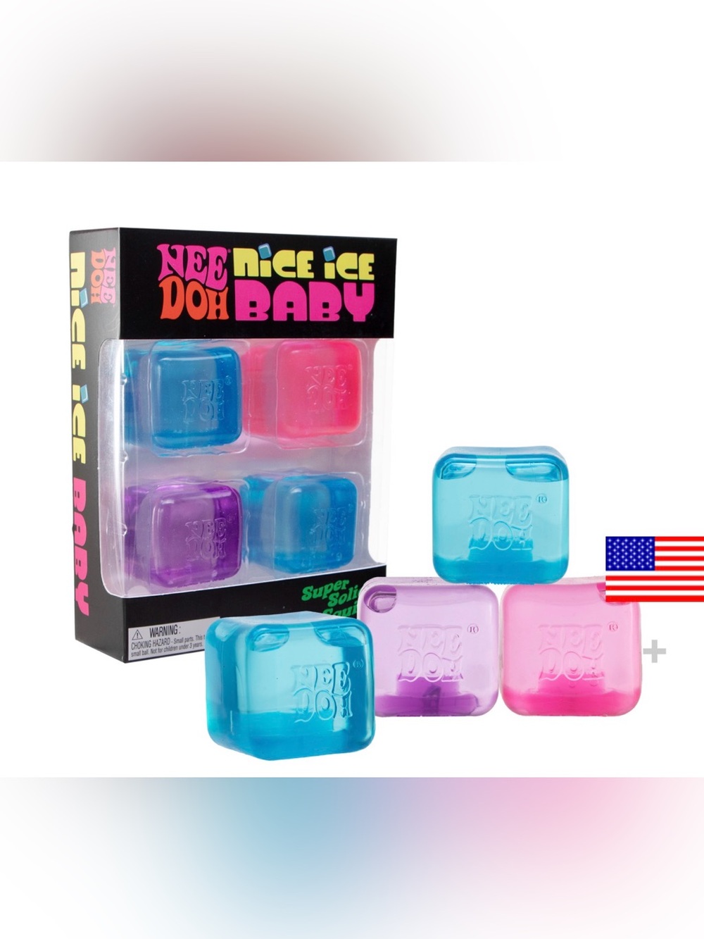 NeeDoh “Nice Ice Baby” Squishy Ice Cube Multipack - Blue, Purple & Pink